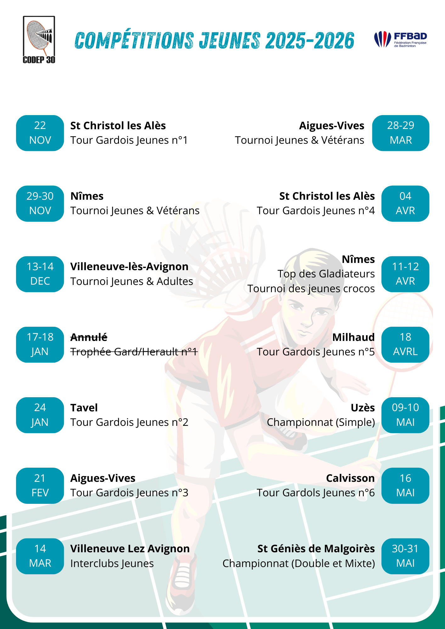 Calendrier Jeunes 2023 2024